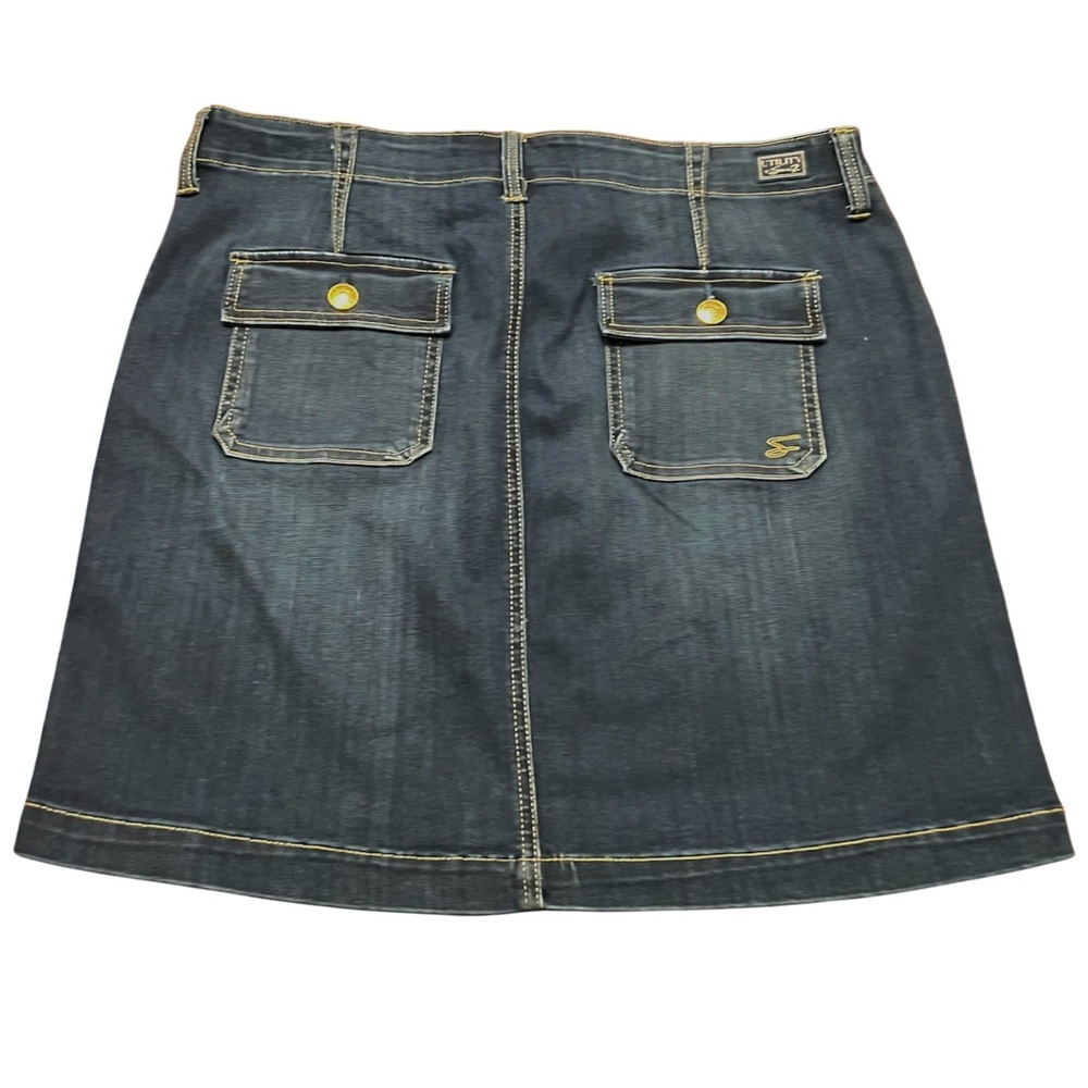 Seven7 jean utility skirt cotton twill pockets Atlantic Wash blue size 16 NWT - Picture 3 of 8